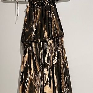 Banana Republic Ruffle Cutaway Maxi Dress Smocked Waist